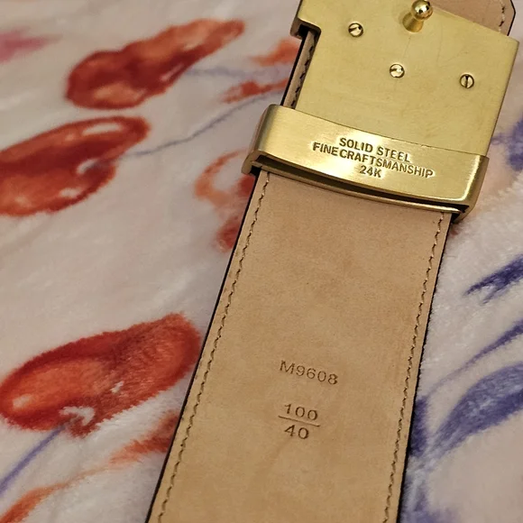 Louis Vuitton Monogram Leather Belt with Gold LV Buckle - Brown/Gold - Picture 2 of 2